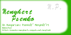 menyhert psenko business card